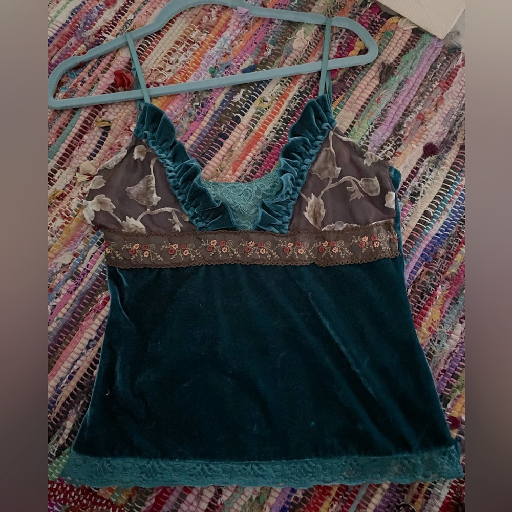 Lacy Mixed Media Tank Top